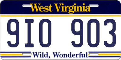 WV license plate 9IO903