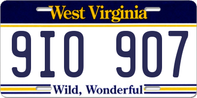 WV license plate 9IO907