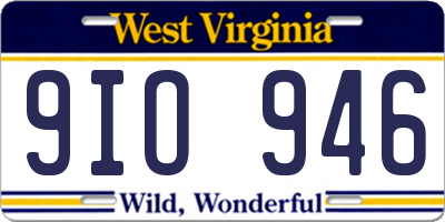 WV license plate 9IO946