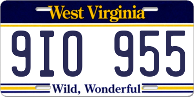WV license plate 9IO955