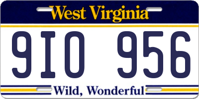 WV license plate 9IO956