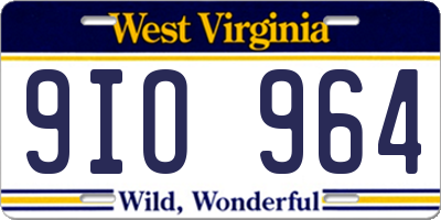 WV license plate 9IO964