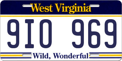 WV license plate 9IO969
