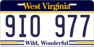 WV license plate 9IO977