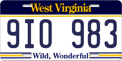 WV license plate 9IO983