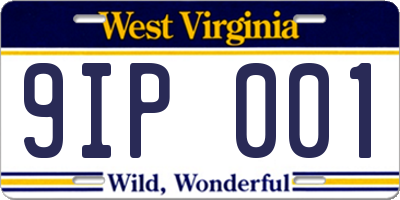 WV license plate 9IP001
