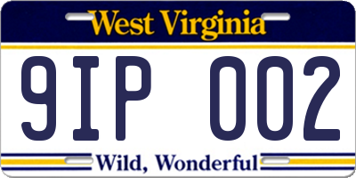 WV license plate 9IP002