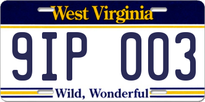 WV license plate 9IP003