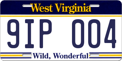 WV license plate 9IP004
