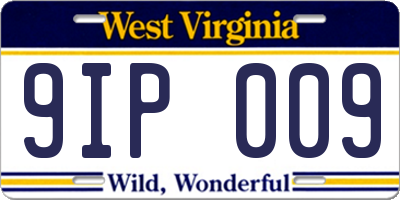 WV license plate 9IP009