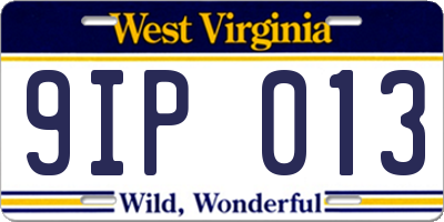 WV license plate 9IP013
