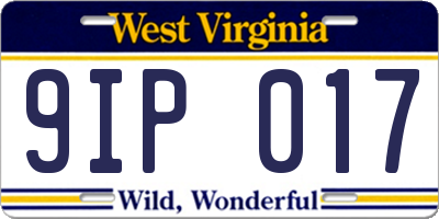 WV license plate 9IP017