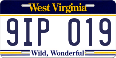 WV license plate 9IP019