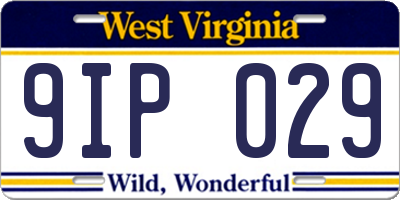 WV license plate 9IP029