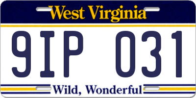 WV license plate 9IP031