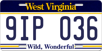 WV license plate 9IP036