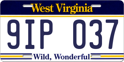 WV license plate 9IP037