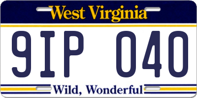 WV license plate 9IP040