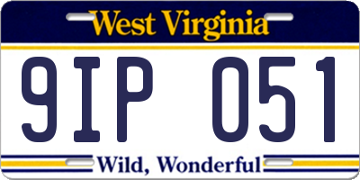 WV license plate 9IP051