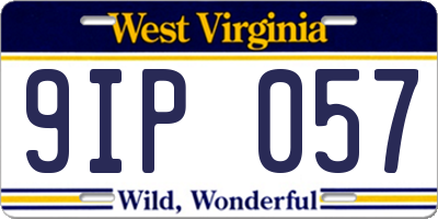 WV license plate 9IP057