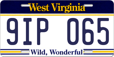 WV license plate 9IP065