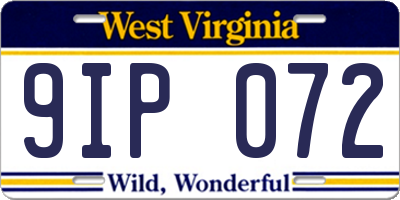 WV license plate 9IP072