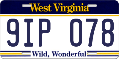 WV license plate 9IP078