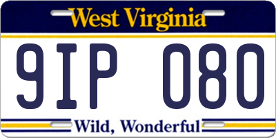 WV license plate 9IP080