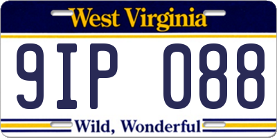 WV license plate 9IP088