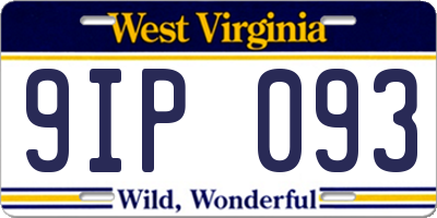 WV license plate 9IP093