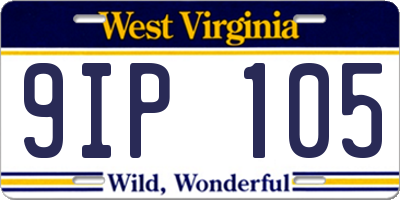 WV license plate 9IP105