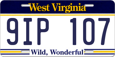 WV license plate 9IP107