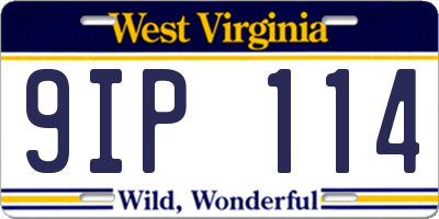 WV license plate 9IP114
