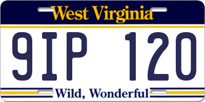 WV license plate 9IP120