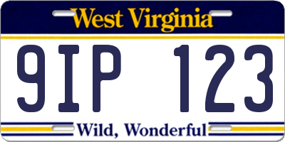 WV license plate 9IP123