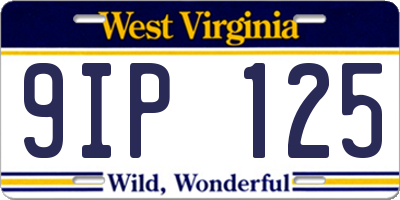 WV license plate 9IP125