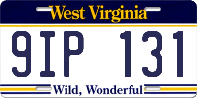 WV license plate 9IP131