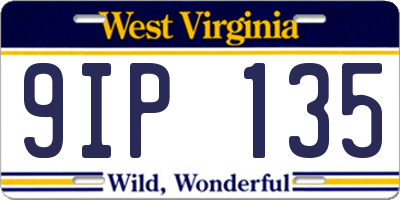 WV license plate 9IP135