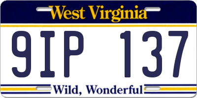 WV license plate 9IP137