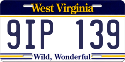 WV license plate 9IP139