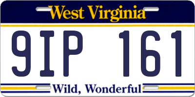 WV license plate 9IP161