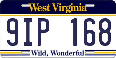 WV license plate 9IP168