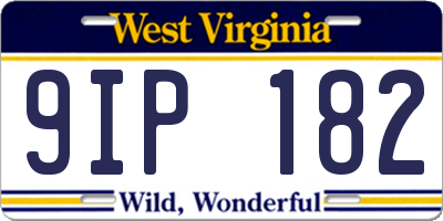 WV license plate 9IP182