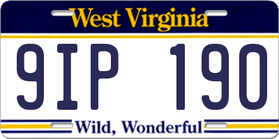 WV license plate 9IP190