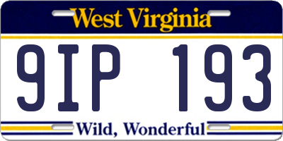 WV license plate 9IP193