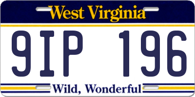 WV license plate 9IP196