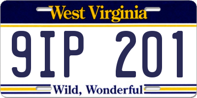 WV license plate 9IP201