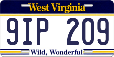 WV license plate 9IP209