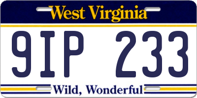 WV license plate 9IP233