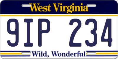 WV license plate 9IP234